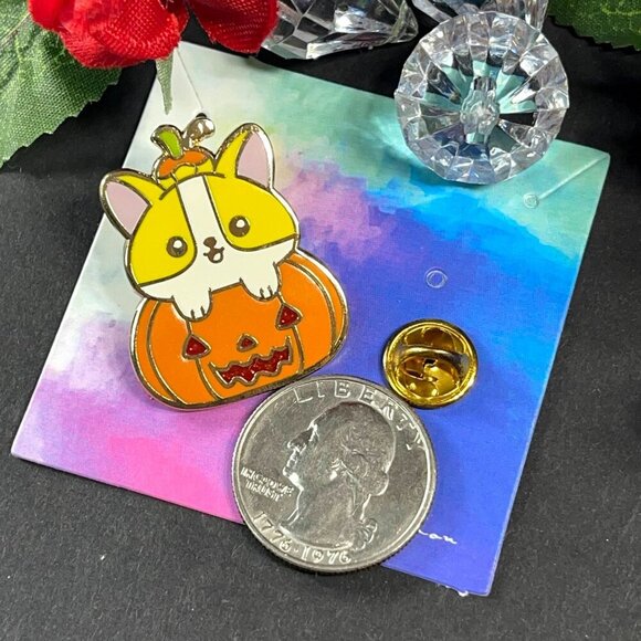 Pumpkin Puppy Lapel Pin Jack Lantern Dog Enamel Pin Brooch Badge Accessories - Picture 2 of 6